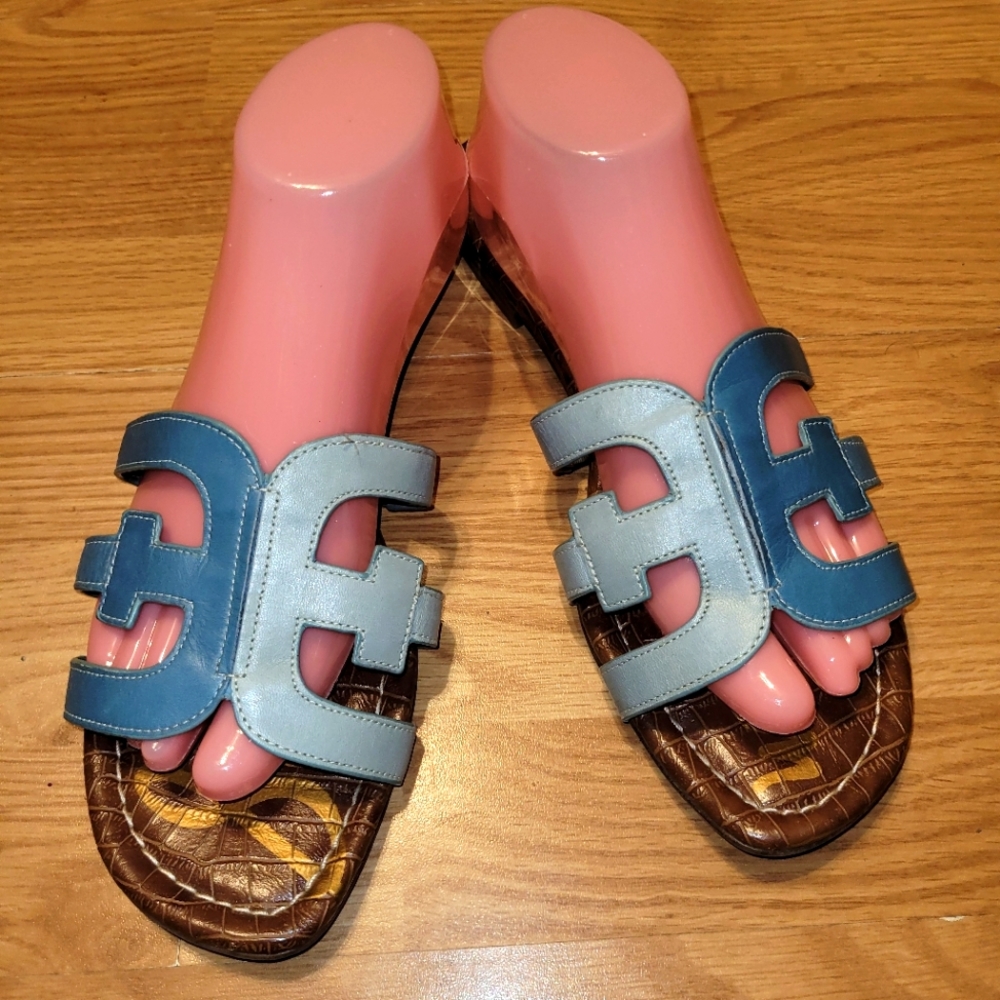 Sam Edelman Womens Bay Blue Cut Out Slides Sandals Flats Shoes Size 10